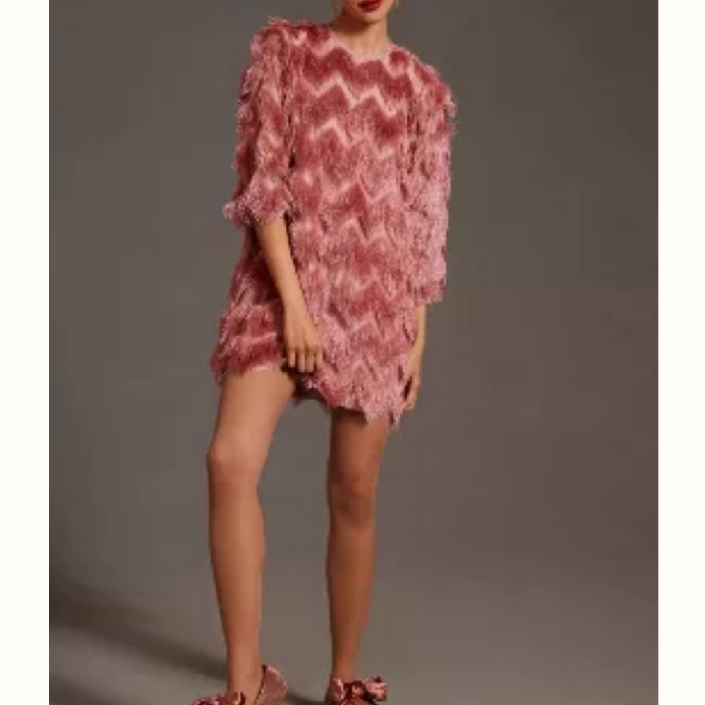 Hutch Fringed Chevron Dress Size XS NWT
